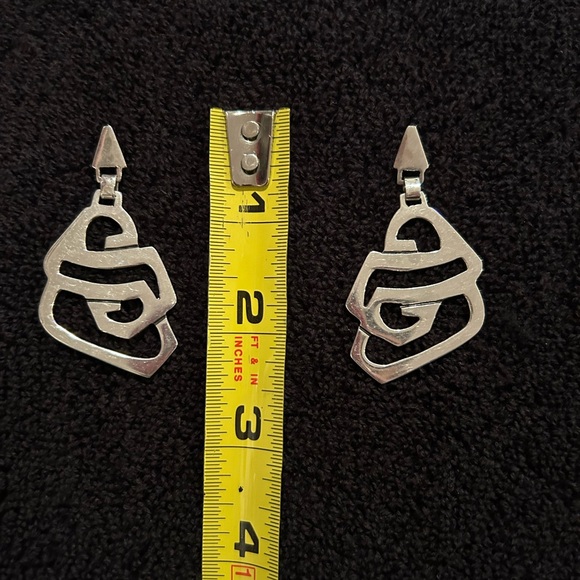 Erika Hult De Corral RIC Modernist Sculptural Sterling Silver Earrings Mexico - Picture 2 of 6